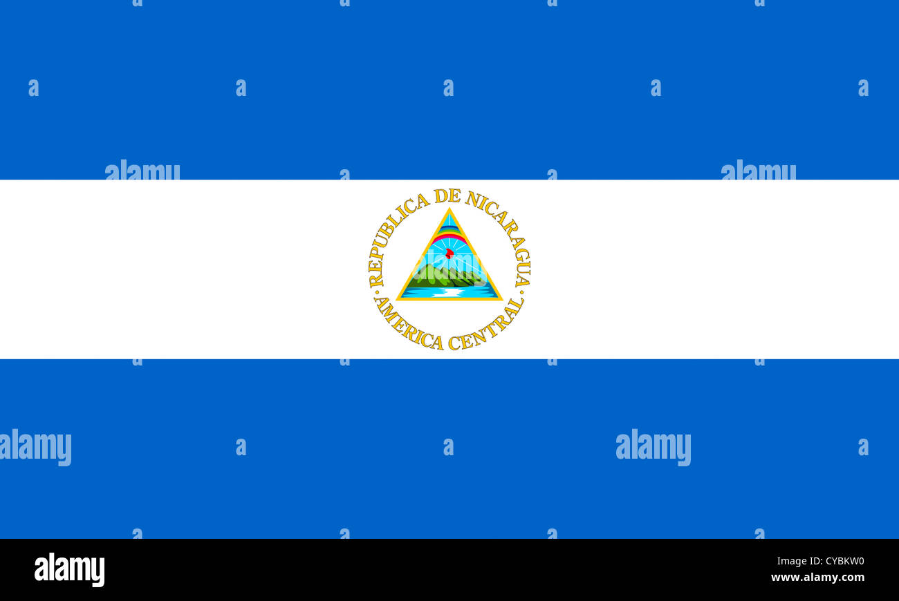 National flag of the Republic of Nicaragua. Stock Photo