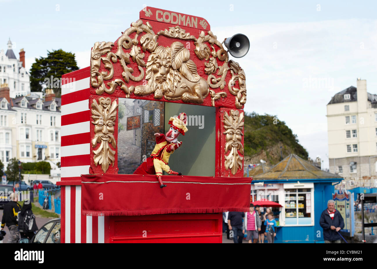 Codman original older booth Punch and Judy show at Llandudno seafront Stock Photo