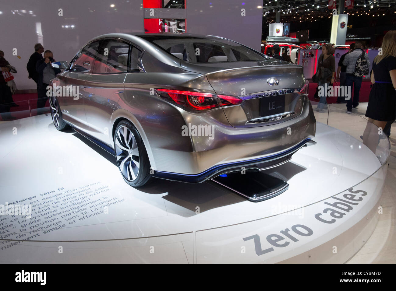 Infiniti LE electric car with charging wireless and without cables on display at Paris Motor Show 2012 Stock Photo
