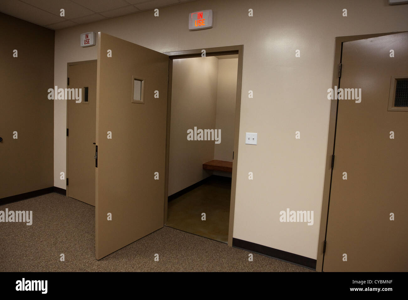 Holding cells at new Texas Department of Public Safety mega driver's