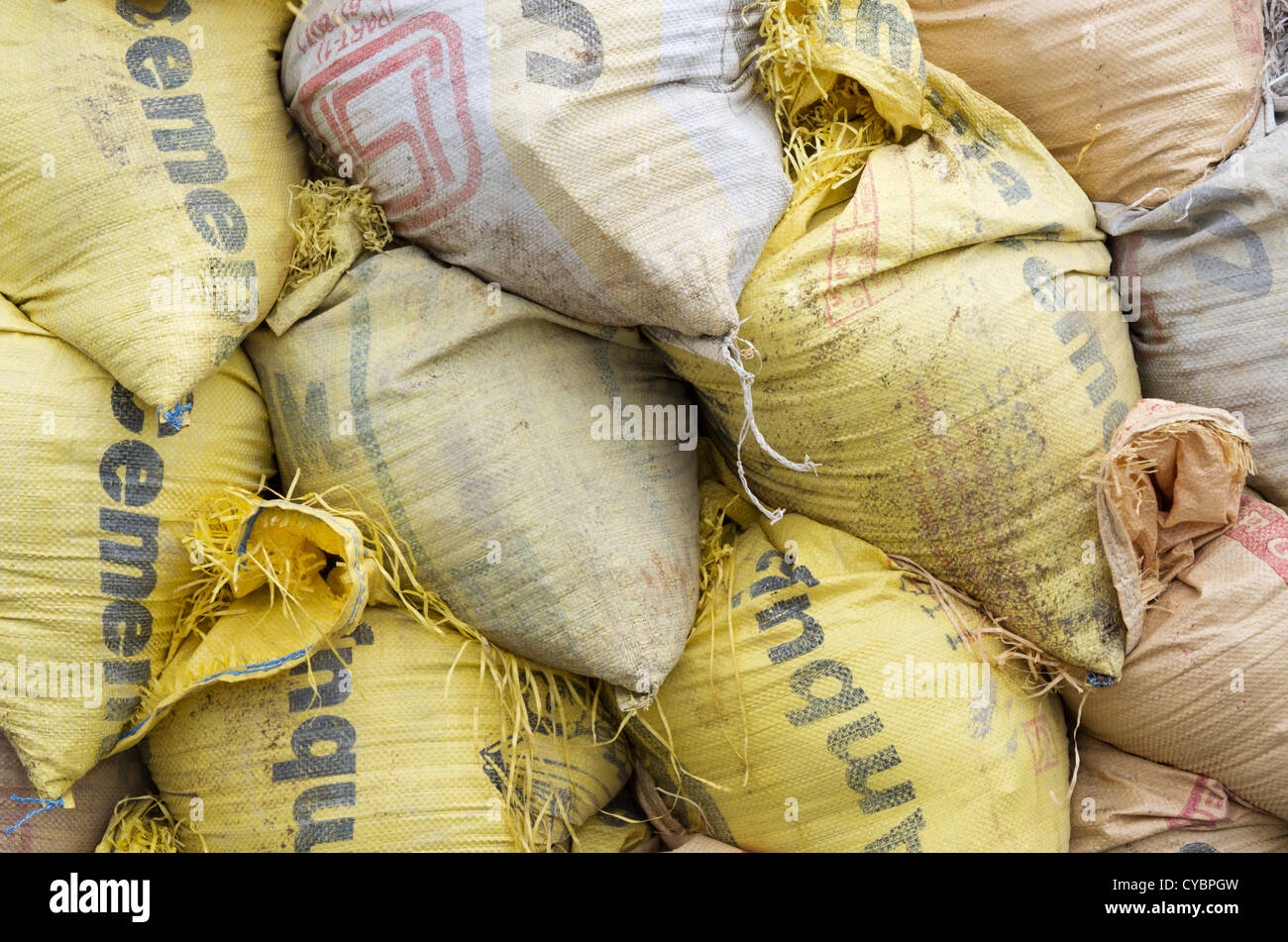 Rice sacks in a market in Kerala India Stock Photo