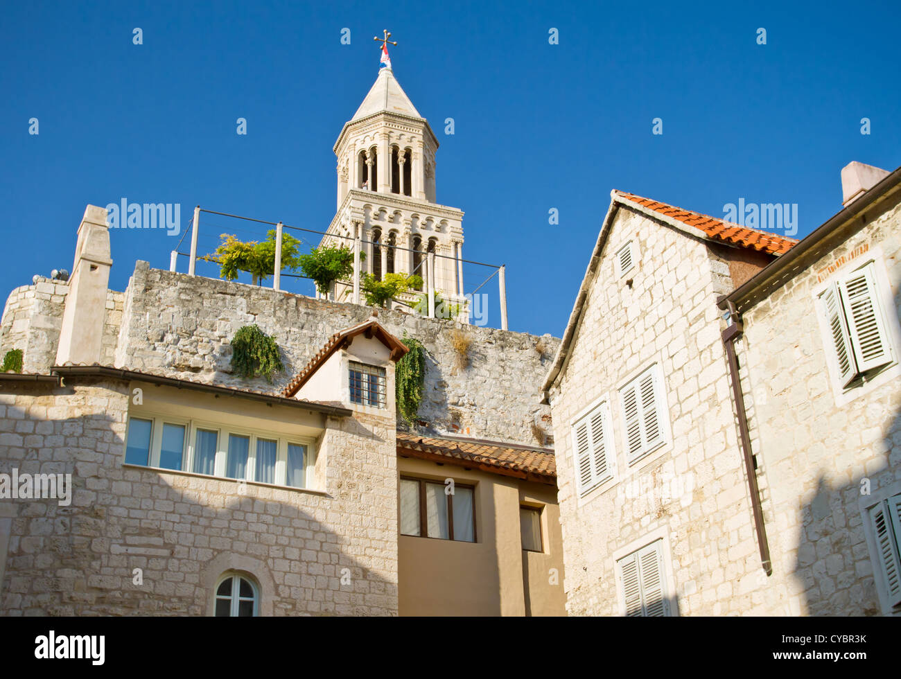 Bell tower of the Saint Domnius Cathedral in Split, Croatia Stock Photo
