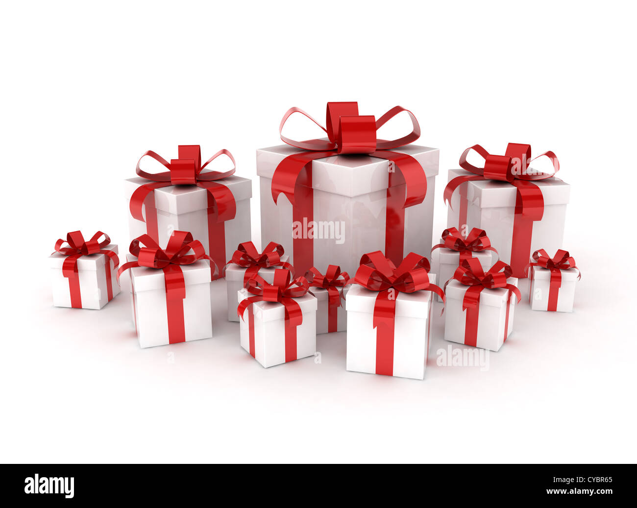 Group of red ribbon gift boxes Stock Photo - Alamy