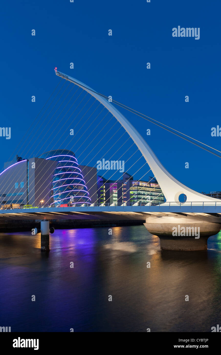 The Samuel Beckett Bridge over the river Liffey, Dublin showing the ...