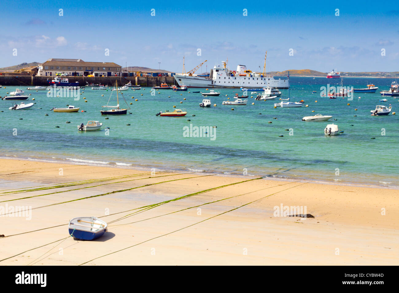 St Mary's Harbour; Scillonian; Isles of Scilly; UK Stock Photo