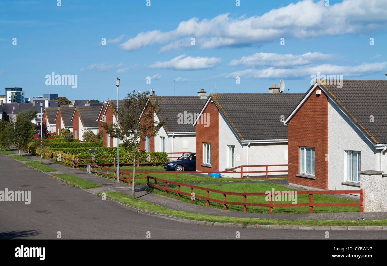 Row of bungalow houses on a suburban estate street, UK Stock Photo
