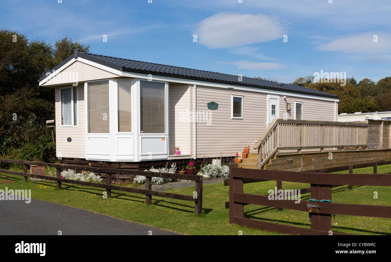 A Luxury static Mobile Home on a caravan park Stock Photo