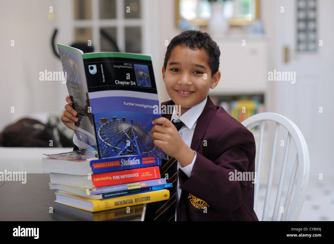 Young student  from Haywards Heath in West Sussex UK has started to study for his maths degree at the age of 12 Stock Photo