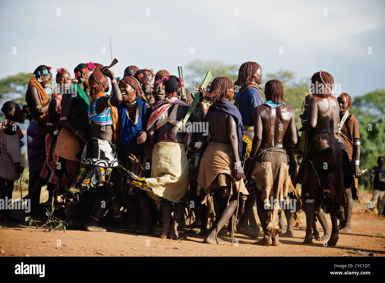 Hamar women dancing in a frenzy! Stock Photo