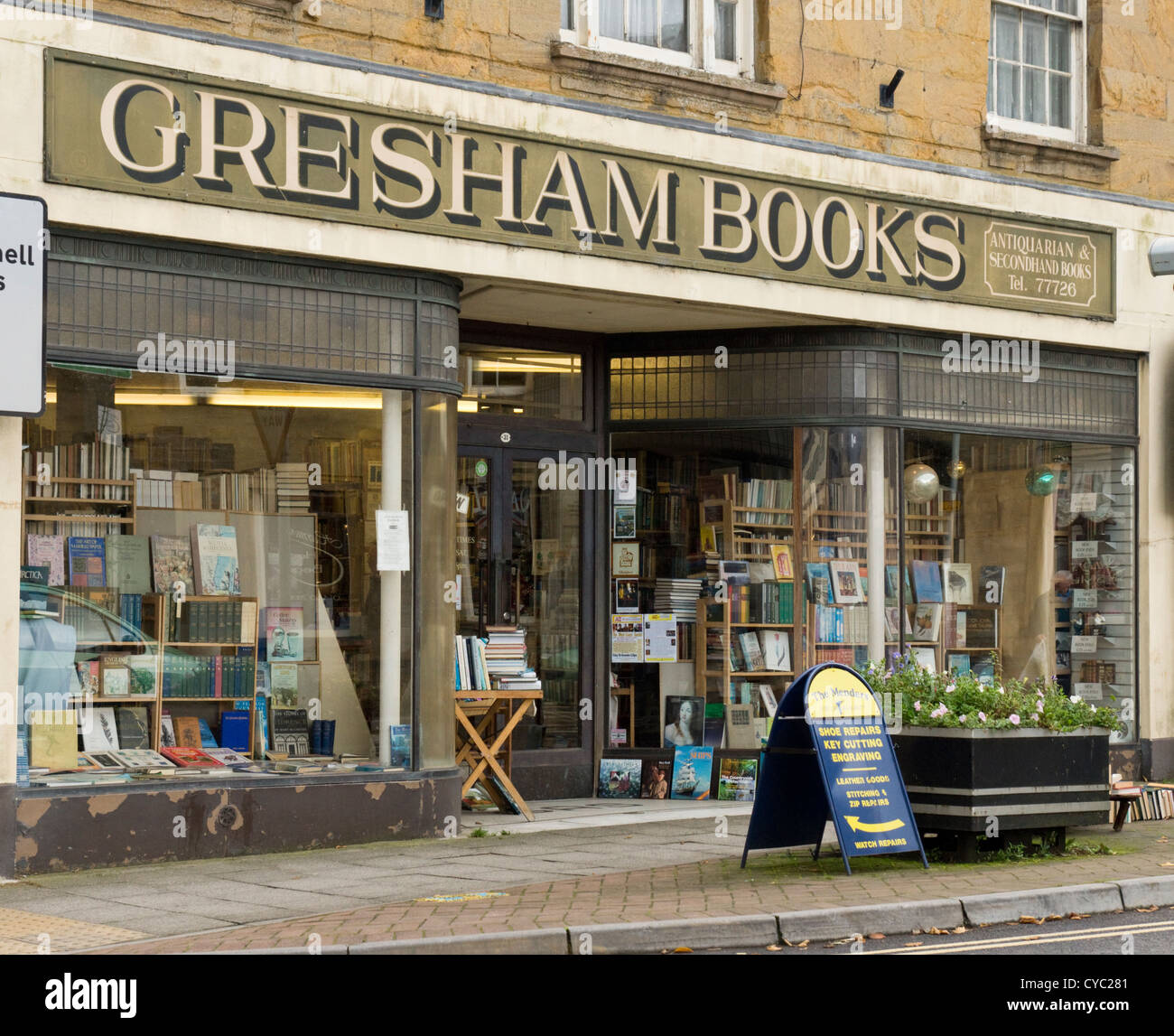 Gresham Books, an independent book seller. Crewkerene, a small town in Somerset England UK Stock Photo
