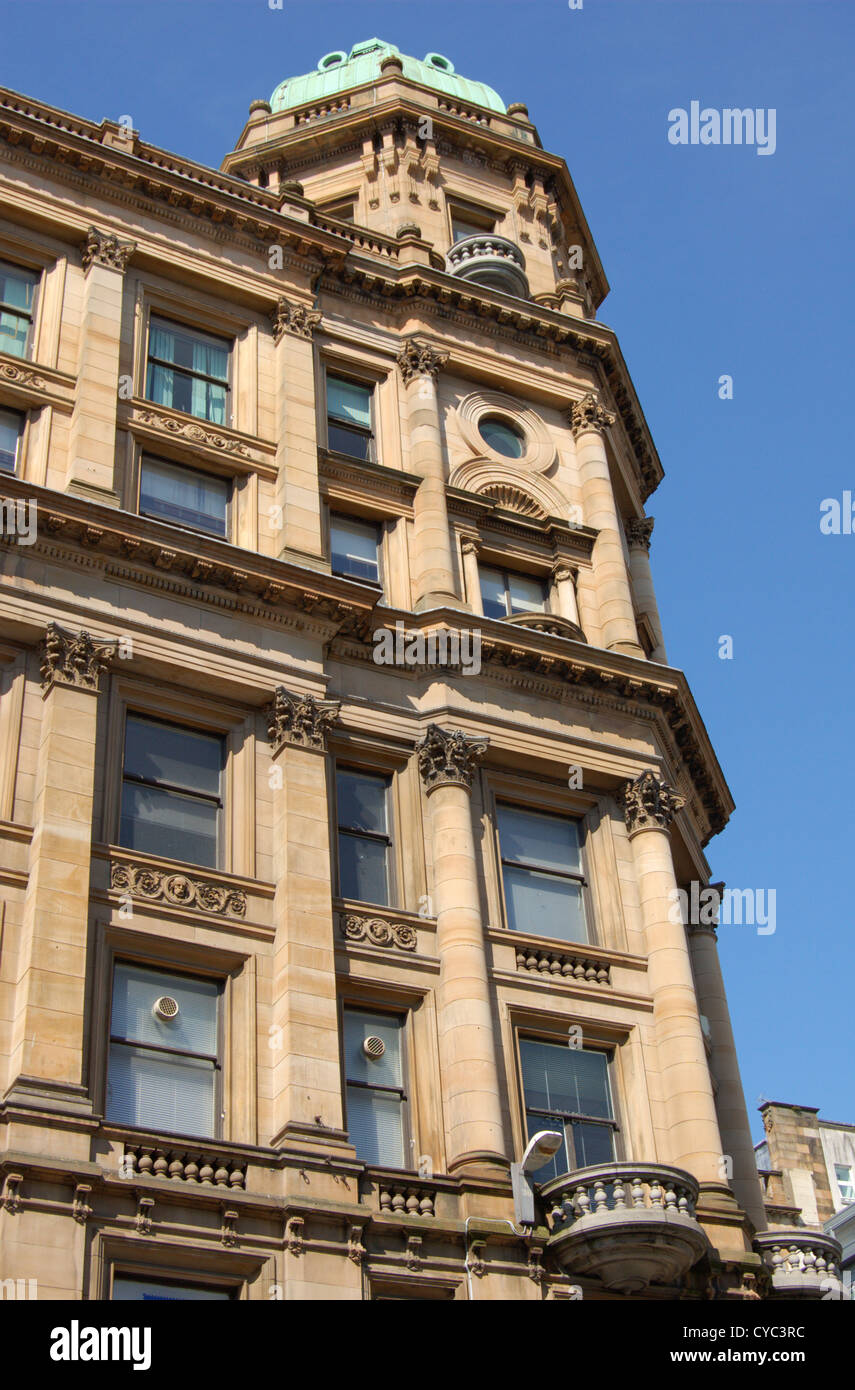Traditional sandstone city centre building in Glasgow, Scotland Stock