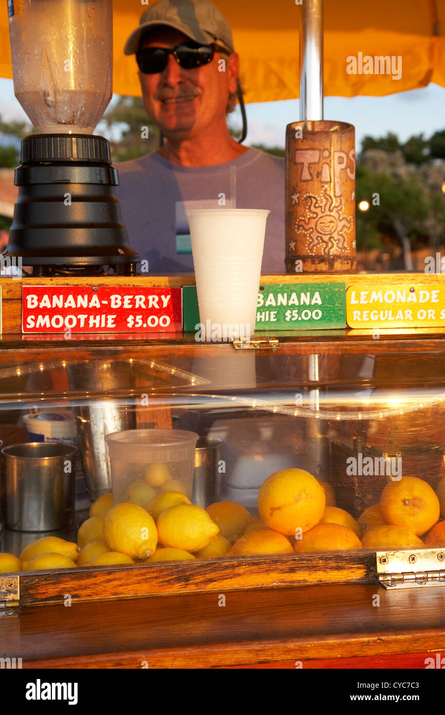 vendor selling fresh fruit drinks slushies at mallory square key west florida usa Stock Photo