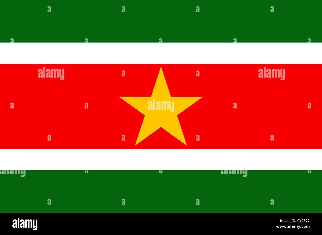 National flag of the Republic Suriname. Stock Photo