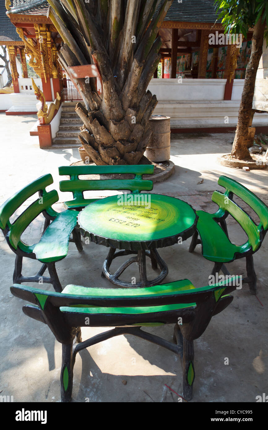 Garden Furniture on the Compound of the Temple Vat Manorom in Luang