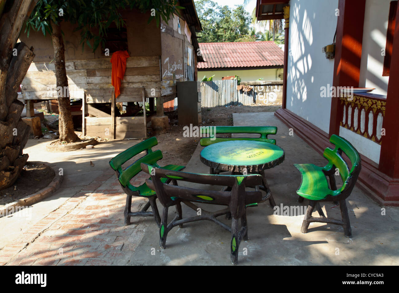 Garden Furniture on the Compound of the Temple Vat Manorom in Luang