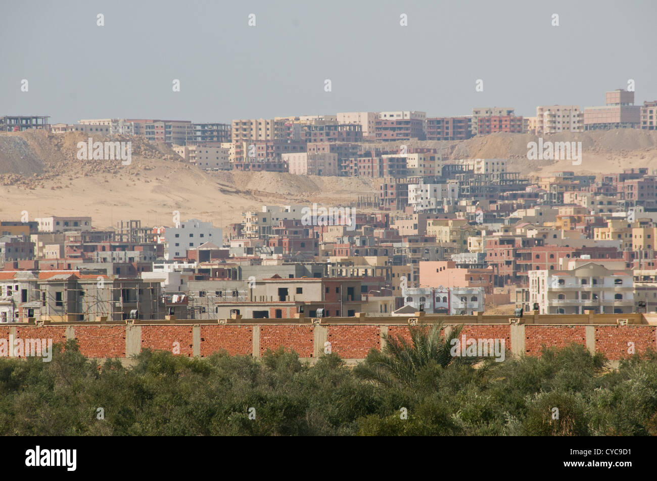 New residential developments encroaching on the desert in Cairo Suburbs close to Airport, Egypt Stock Photo
