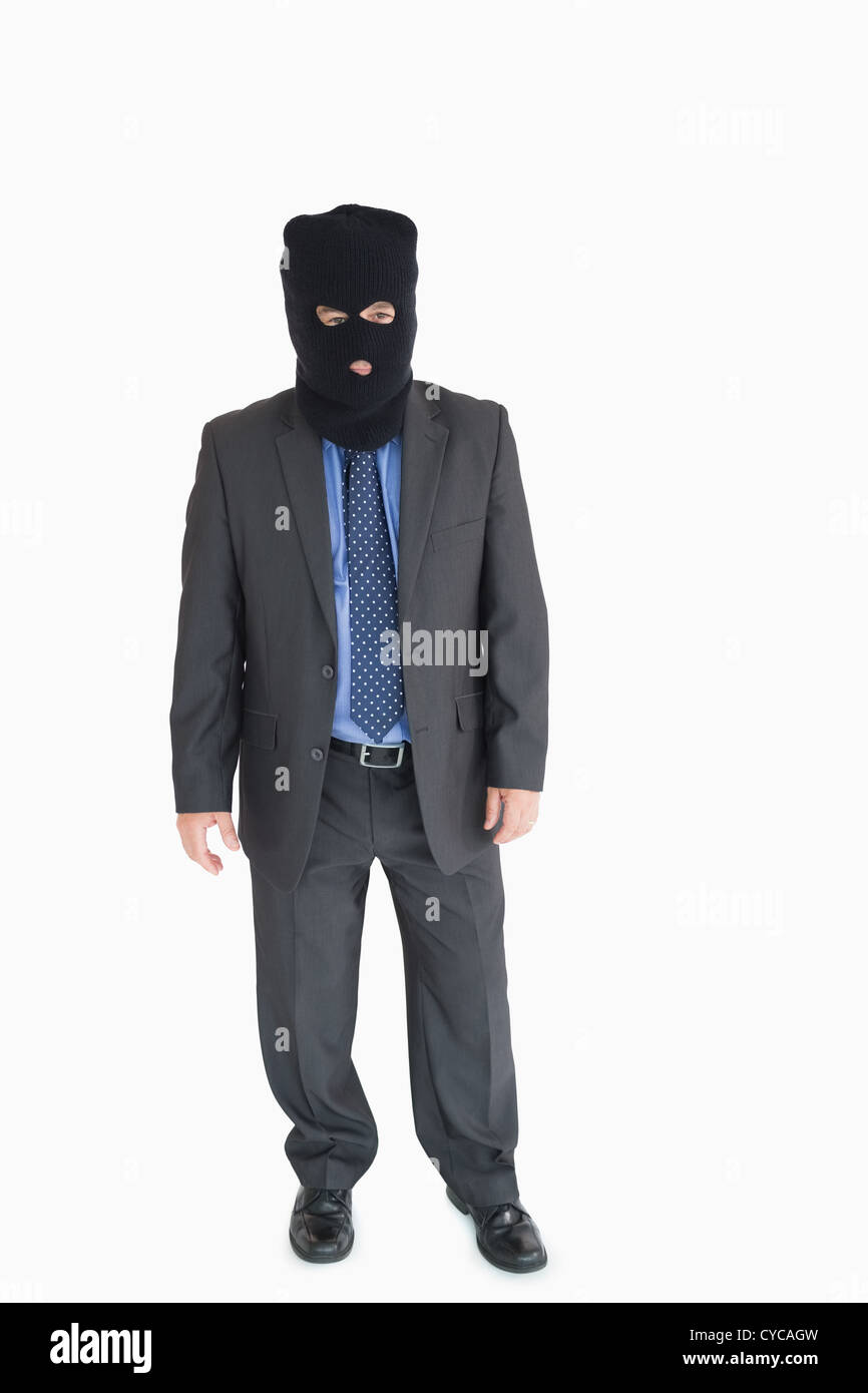 Businessman wearing a balaclava Stock Photo Alamy