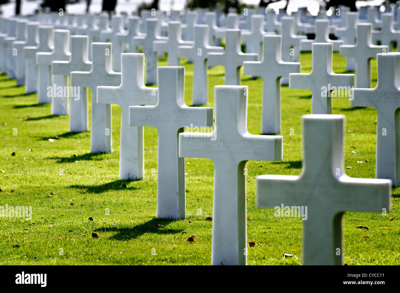 American cemetery near Omaha beach, Normandy, France. Stock Photo