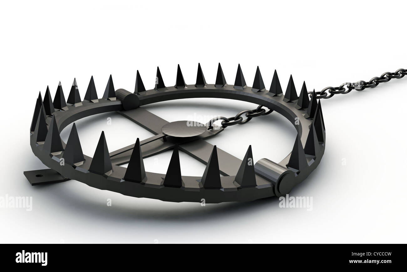 bear trap isolated on white background Stock Photo - Alamy