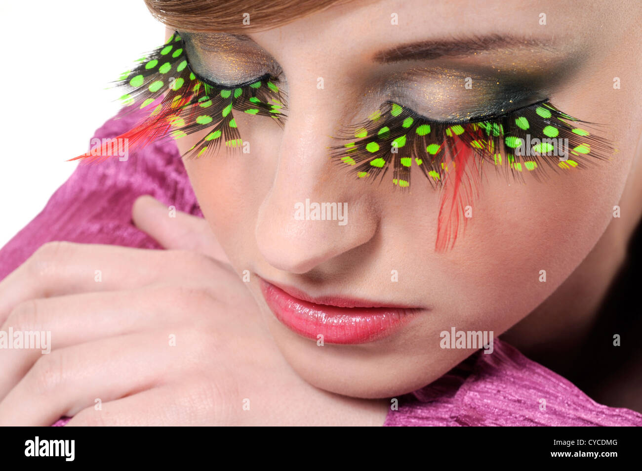 Woman with artificial eyelashes Stock Photo