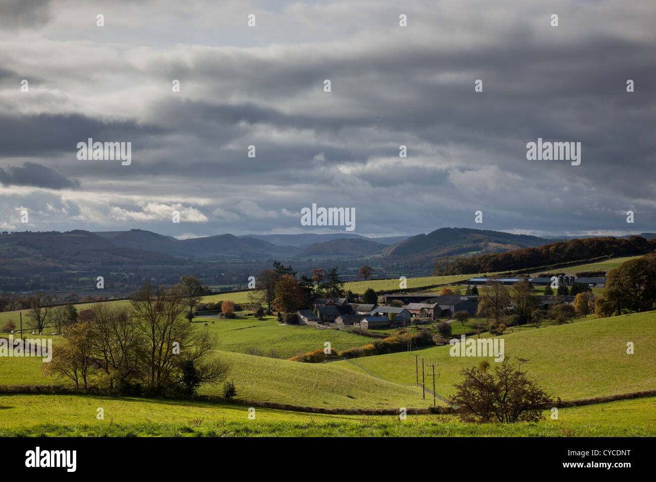 The view towards the Welsh Borders near Presteigne, with New House Farm