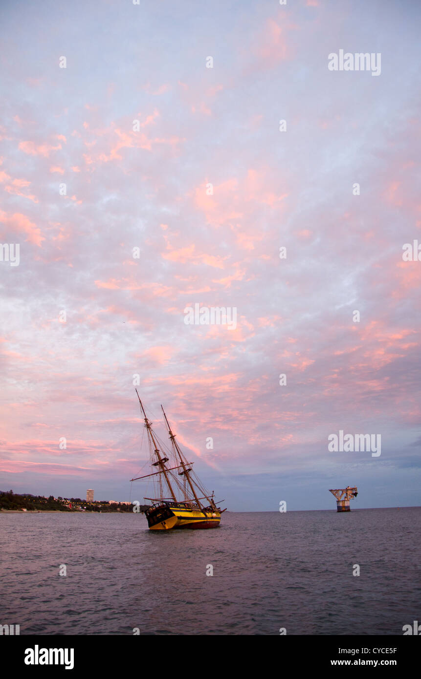 Old Pirate galleon stranded near Marbella Stock Photo