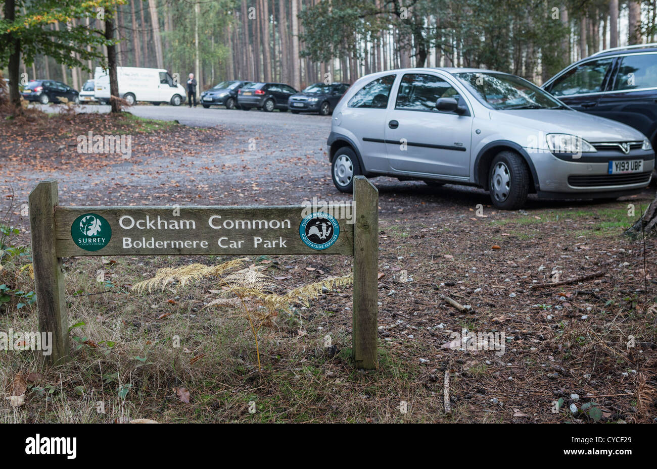 Boldermere car park at Ockham common, Surrey Stock Photo - Alamy