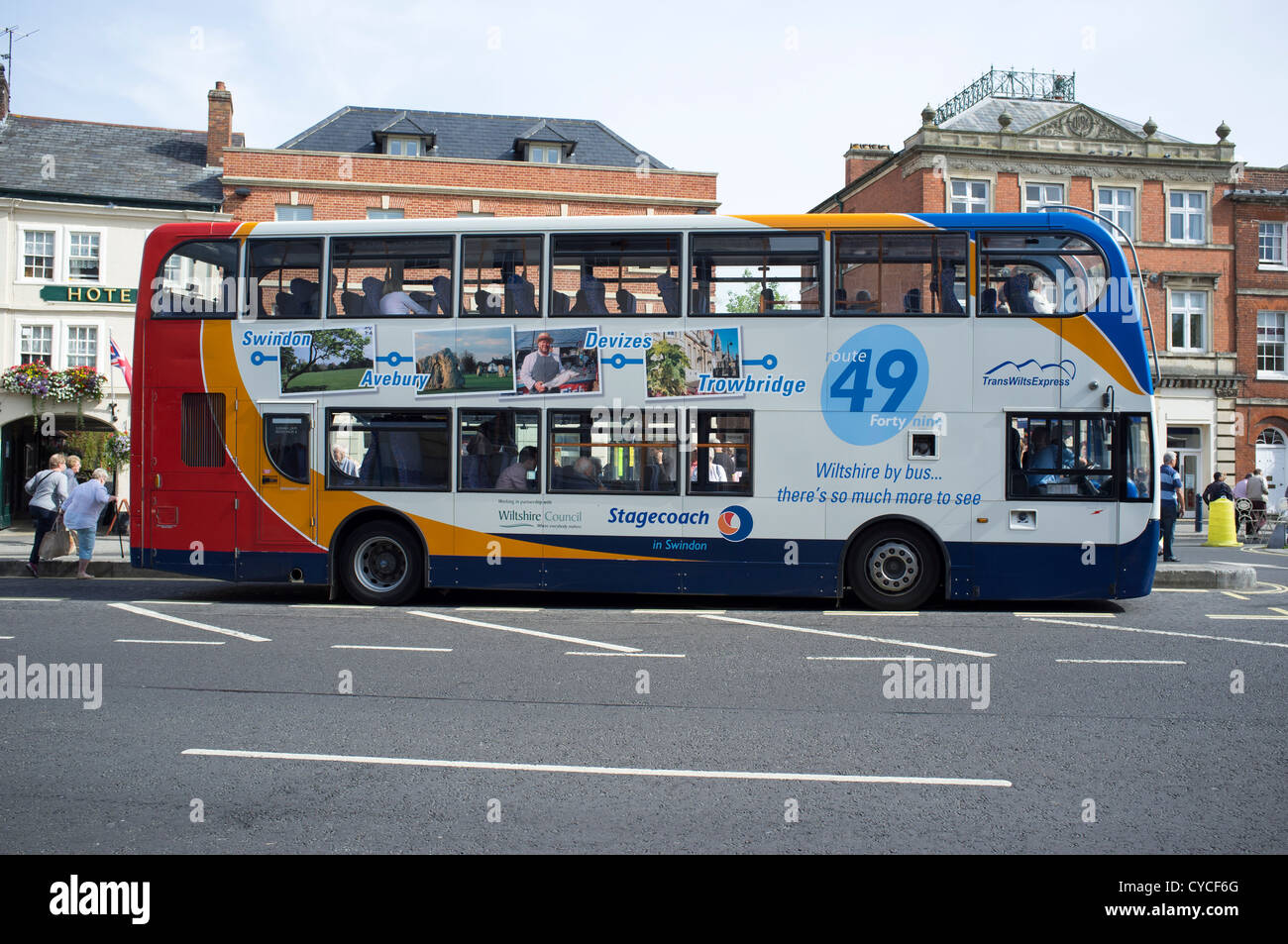 Bus 49 Market Place Devizes Stock Photo Alamy