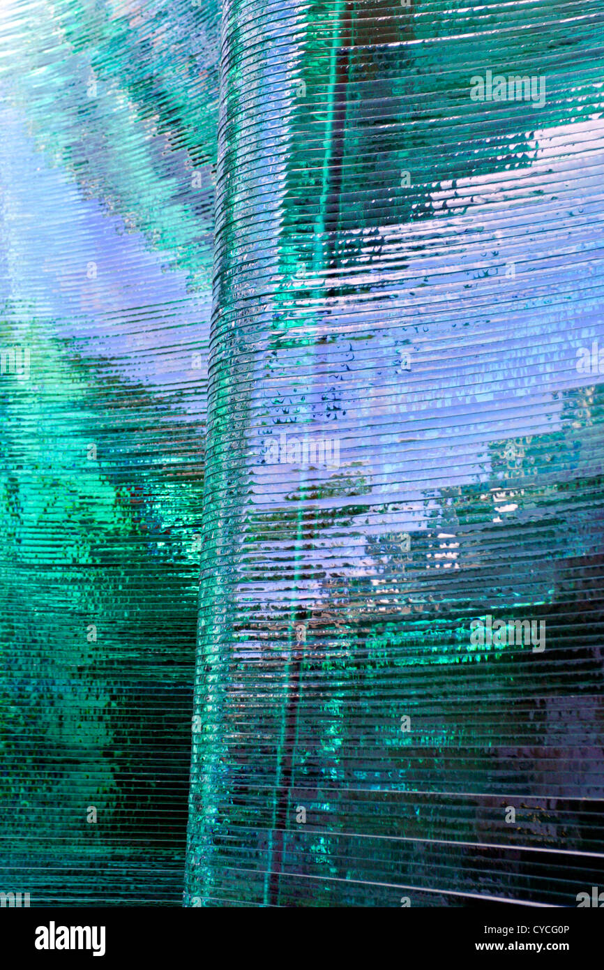 Beautiful torquoise glass sculpture,viewed from various angles in