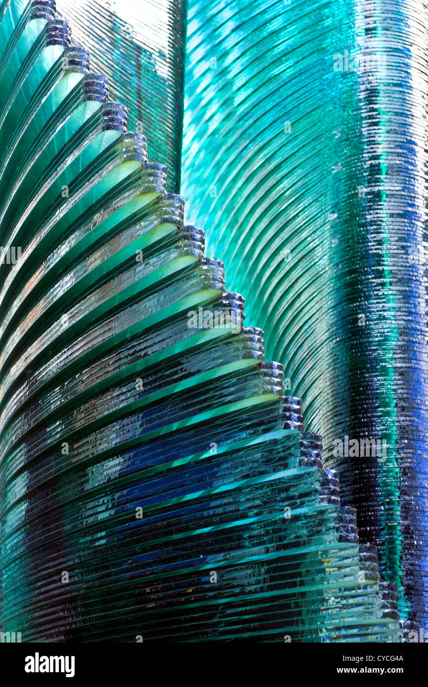 Beautiful torquoise glass sculpture,viewed from various angles in