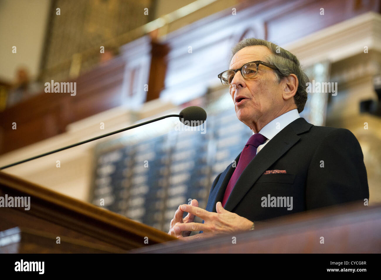 Writer Robert Caro speaks at the 2012 Texas Book Festival about his latest book on Lyndon Johnson, 'The Passage of Power' Stock Photo