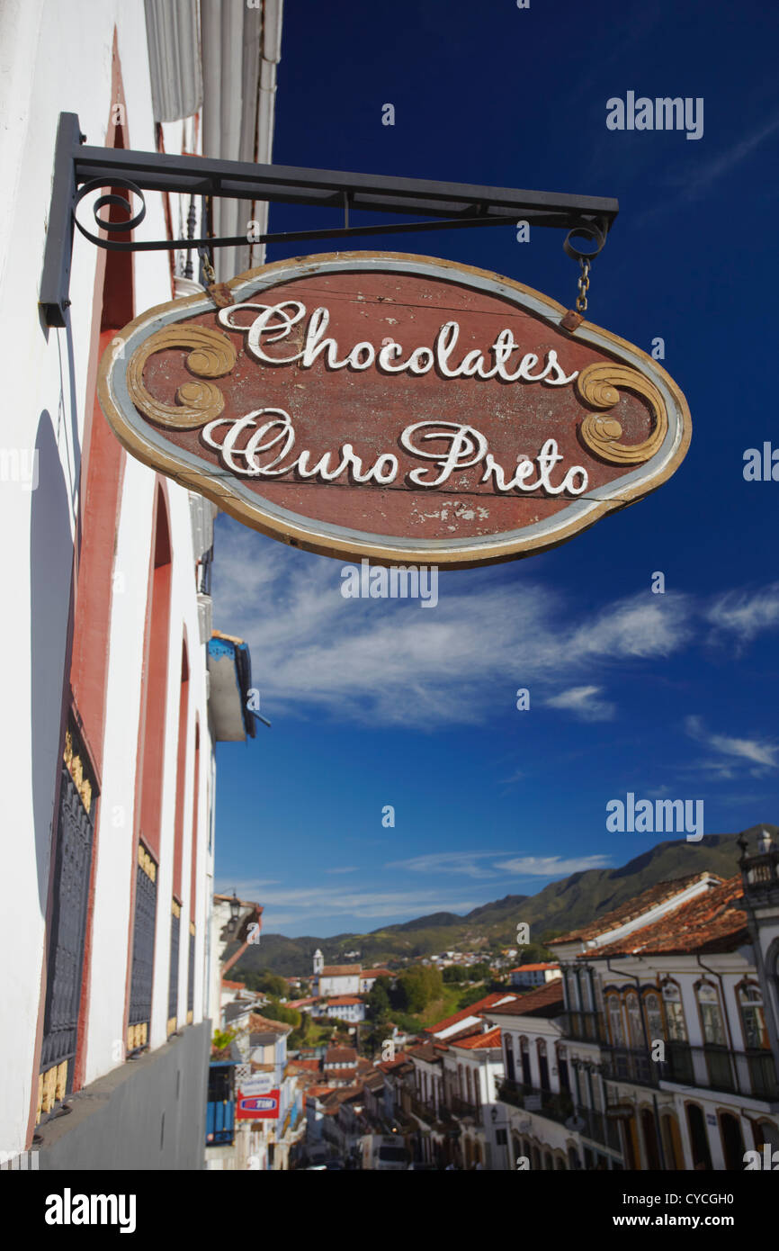 Chocolates Ouro Preto shop sign, Ouro Preto (UNESCO World Heritage Site ...