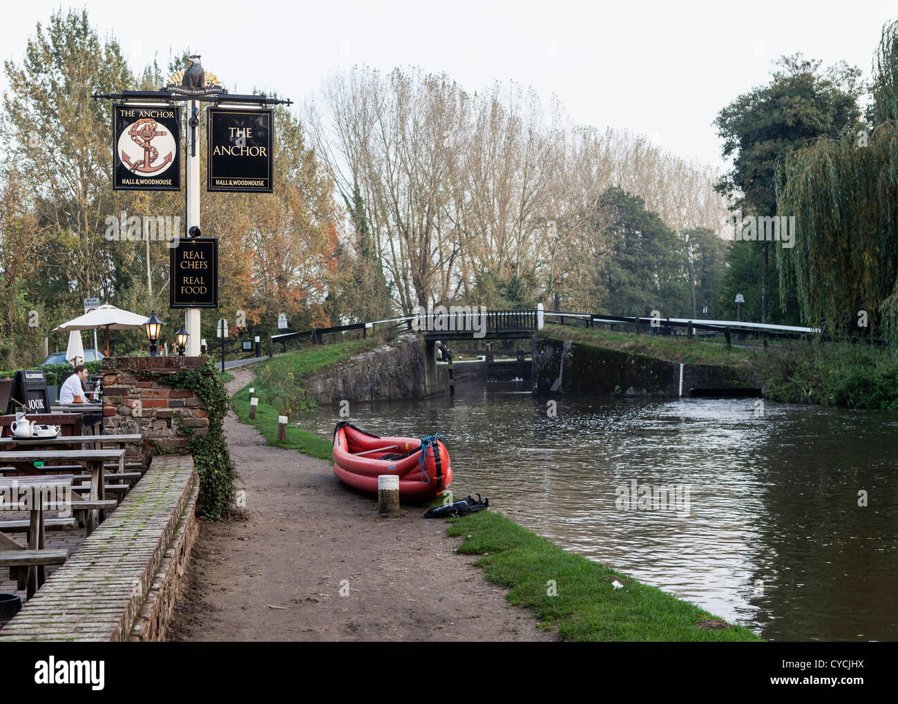 The Achor pub is situated at Pyrford Lock, Wisley, Surrey Stock Photo Alamy