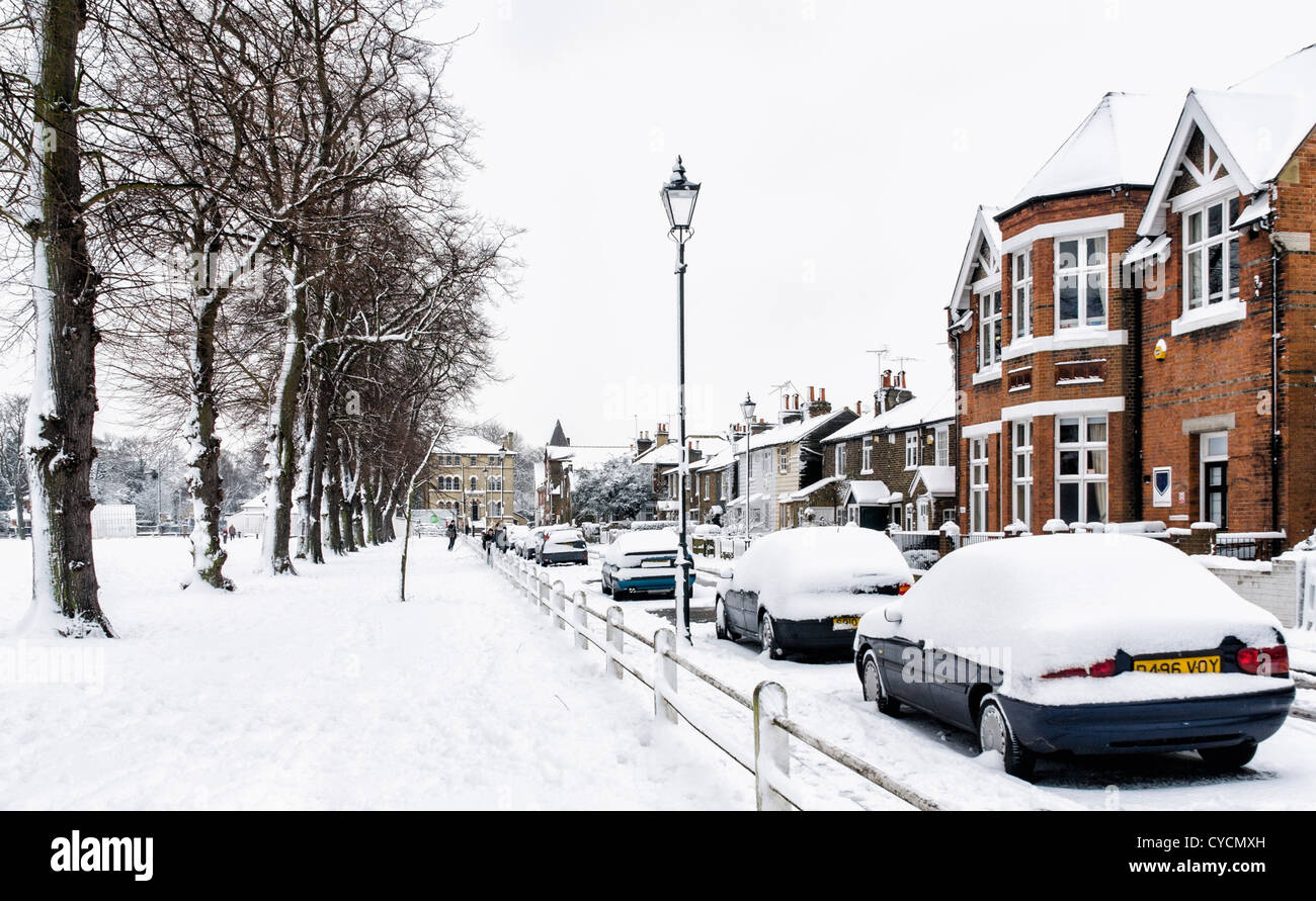 Snow covered cars First Cross Road, Twickenham Green,London Borough