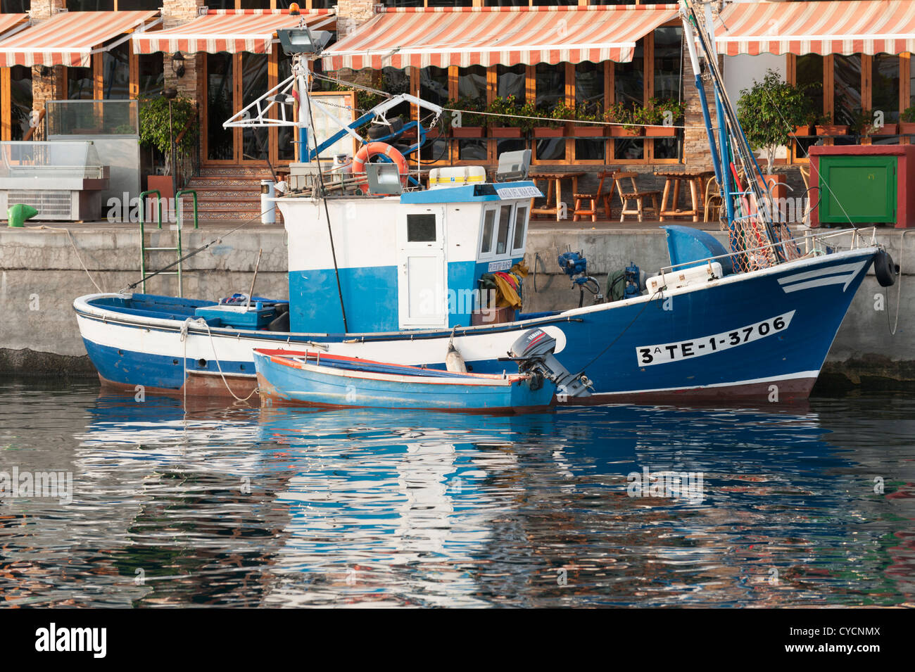 Reflections And Close Ups Of Brightly Coloured Fishing Boats At Puerto