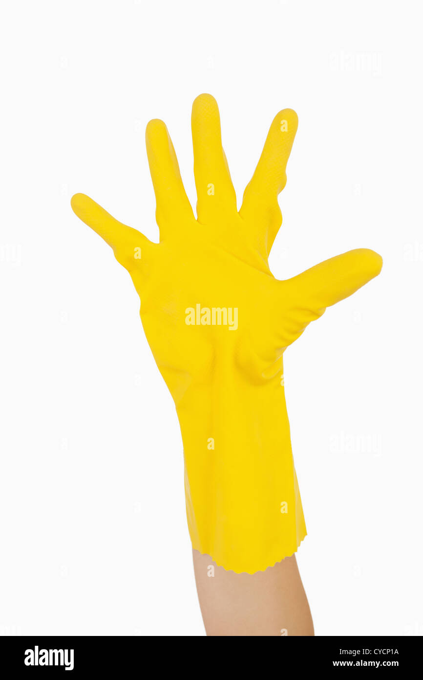 Waving hand in glove Stock Photo Alamy