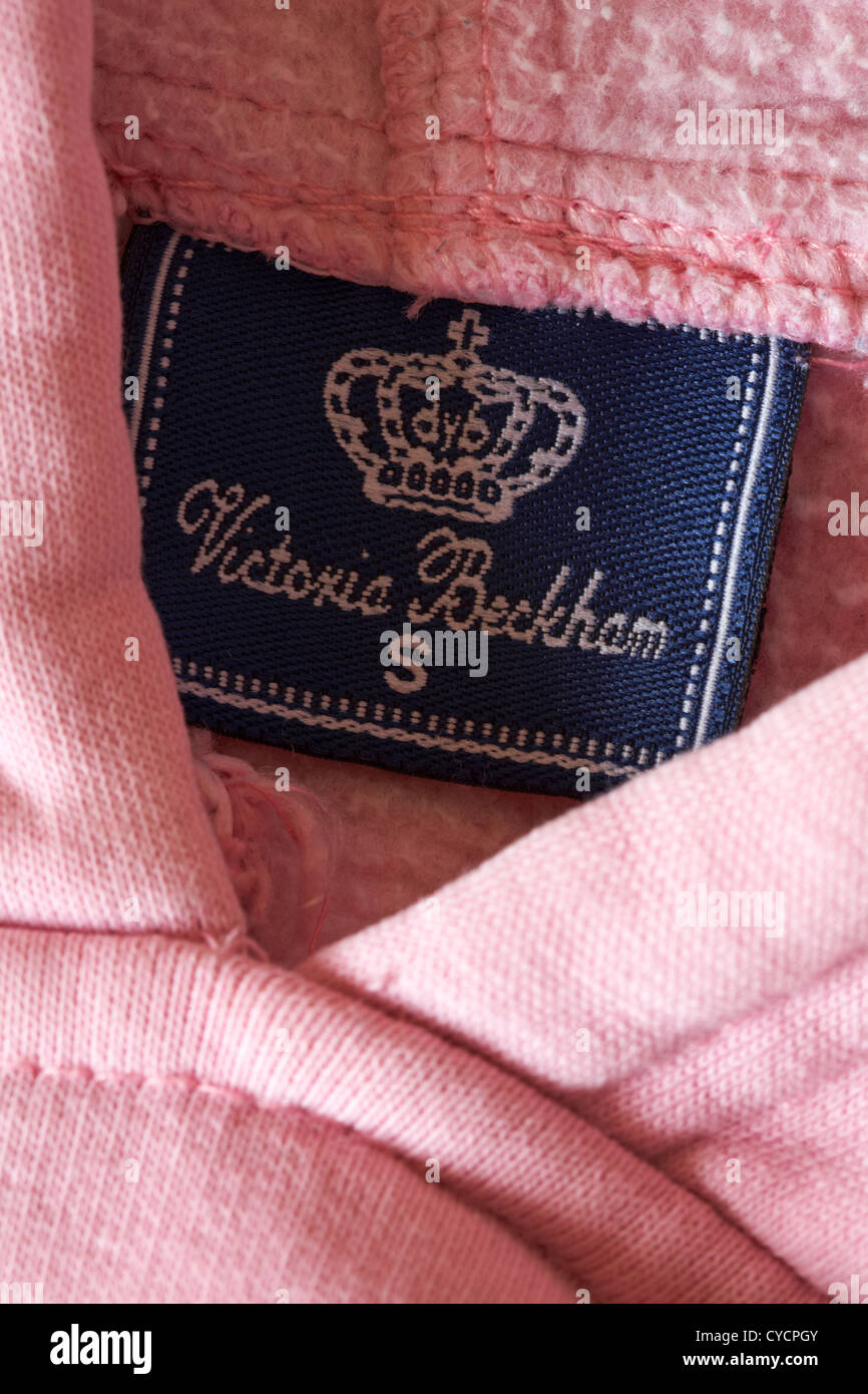 Victoria Beckham label in pink top Stock Photo