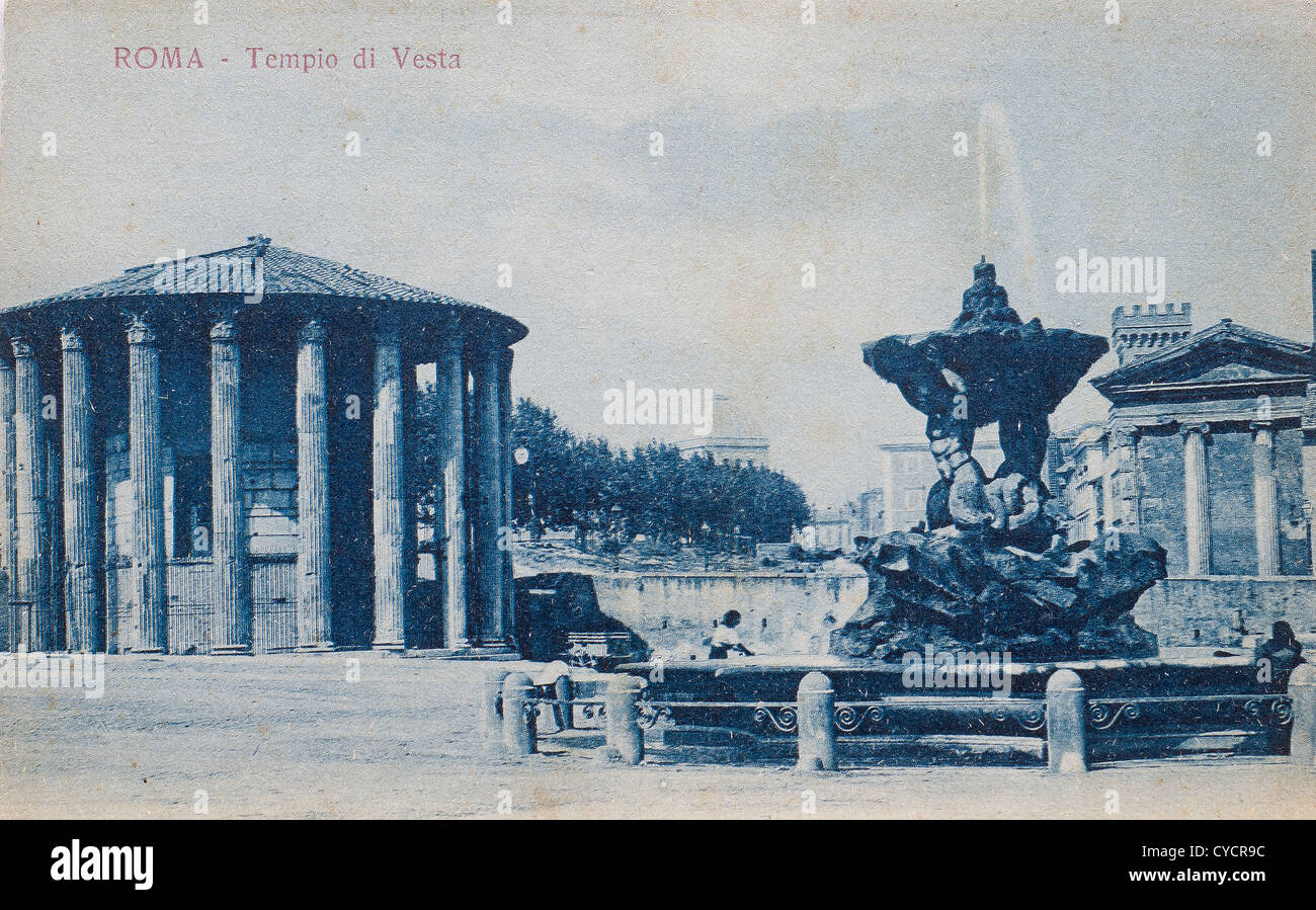A view of Rome in an old postcard Stock Photo - Alamy