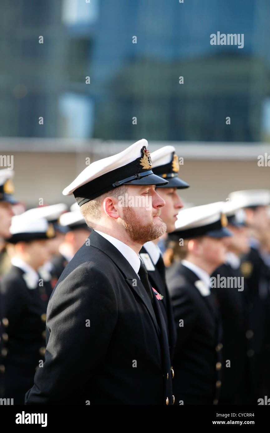Naval officers in the Remembrance parade in Birmingham 2011. Stock Photo