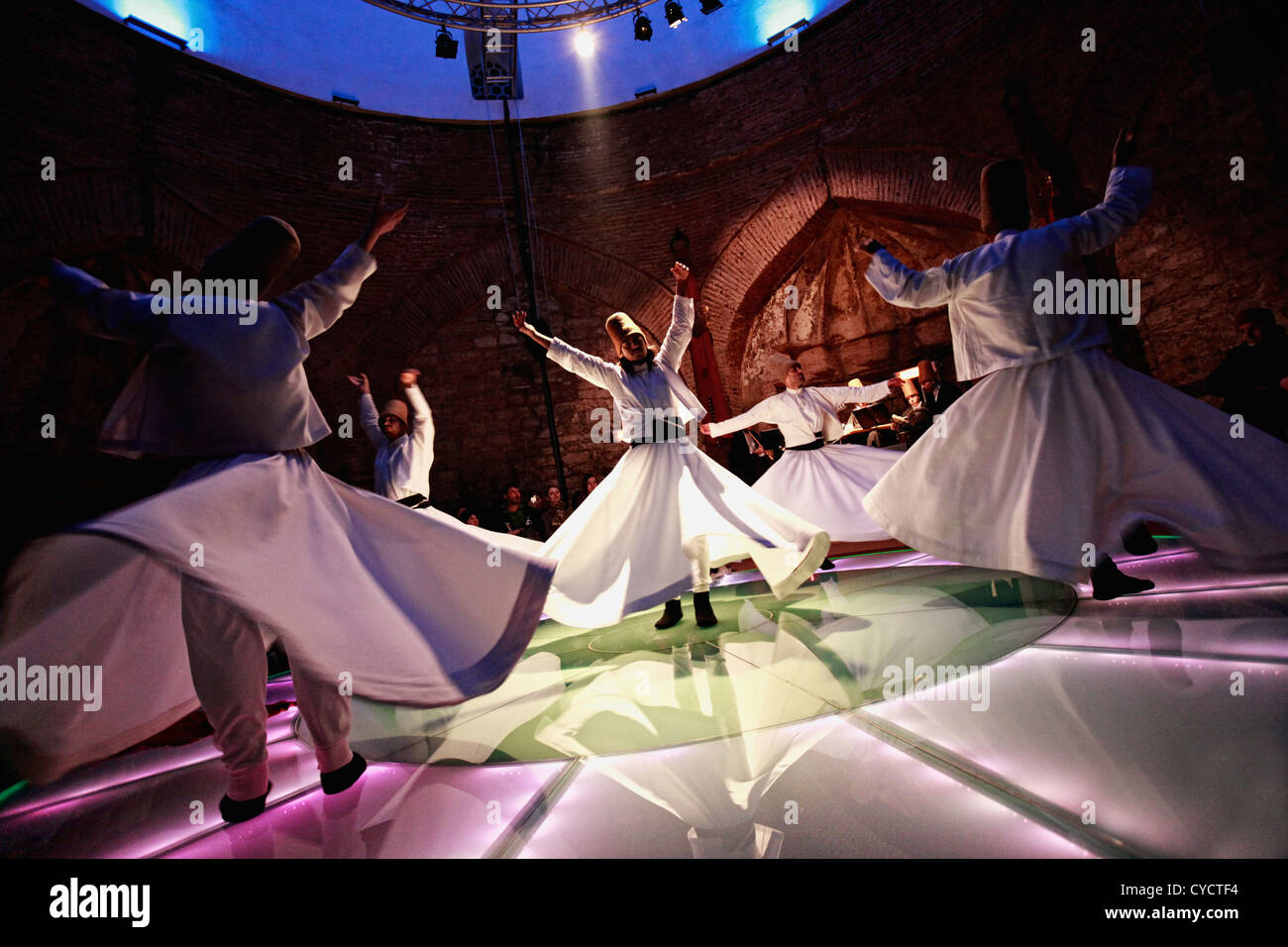 Whirling Dervishes performing their famous dance. Stock Photo
