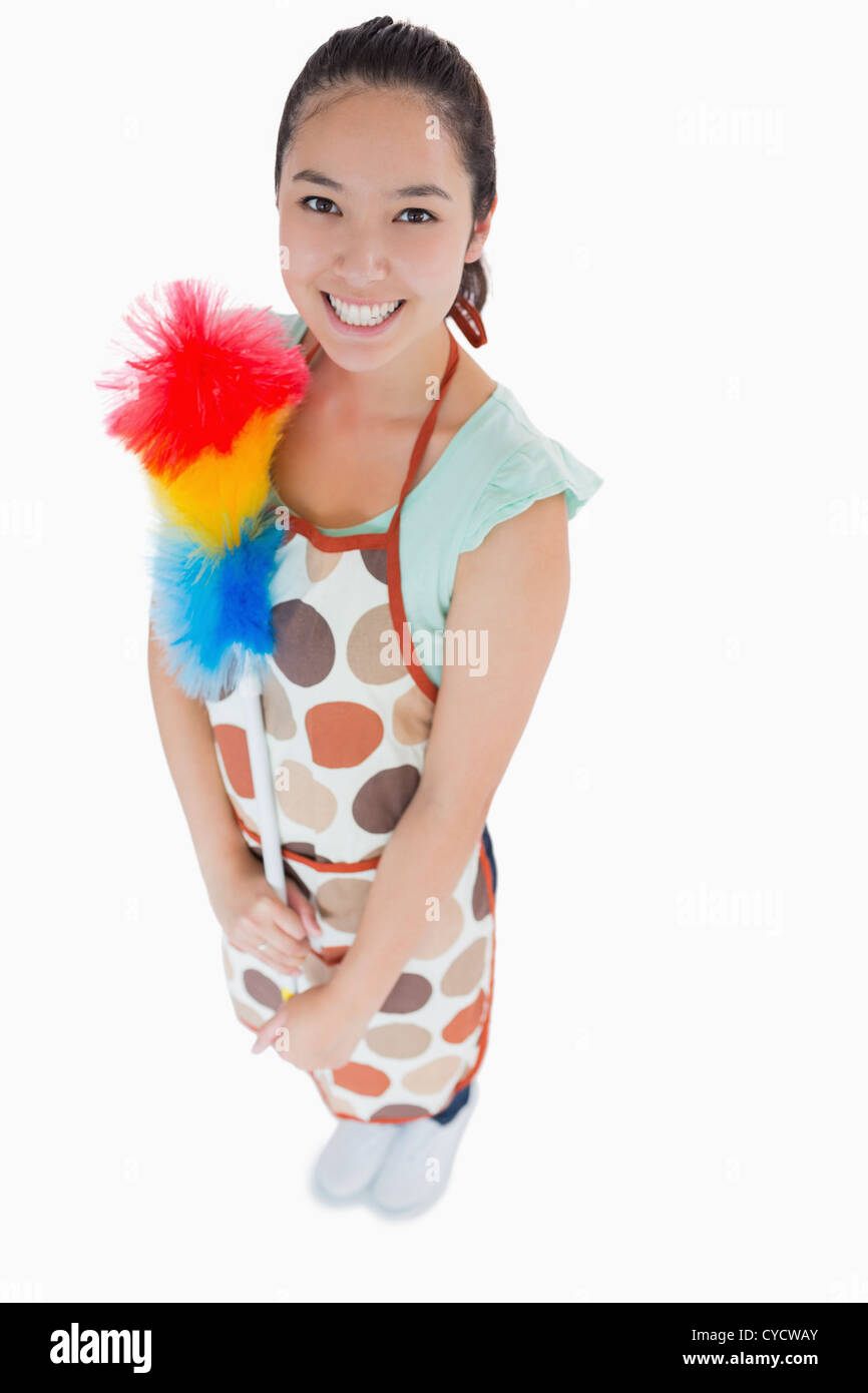Young happy woman cleaner Cut Out Stock Images & Pictures - Alamy