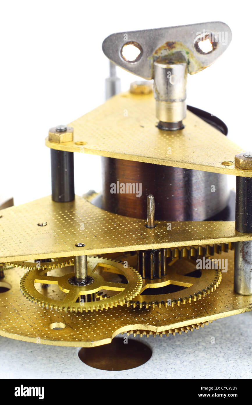 Clockwork details, pinions and wheels macro closeup Stock Photo Alamy