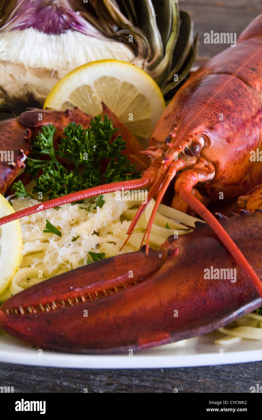 A cooked Maine lobster dinner Stock Photo Alamy