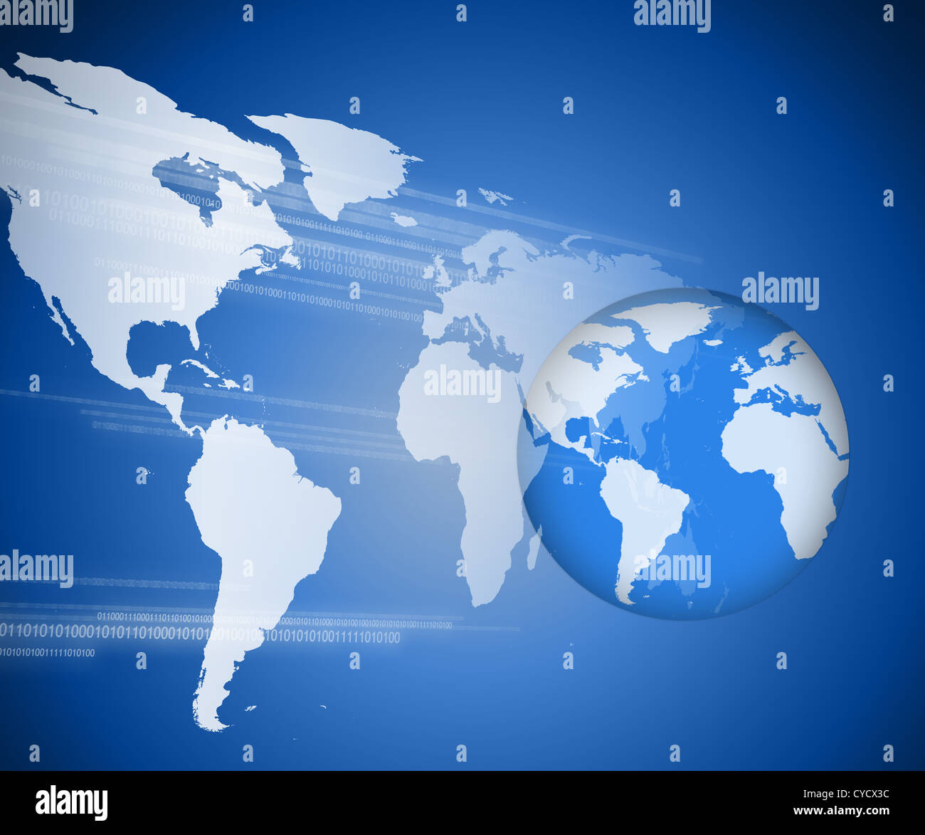 Planet earth on world map background Stock Photo