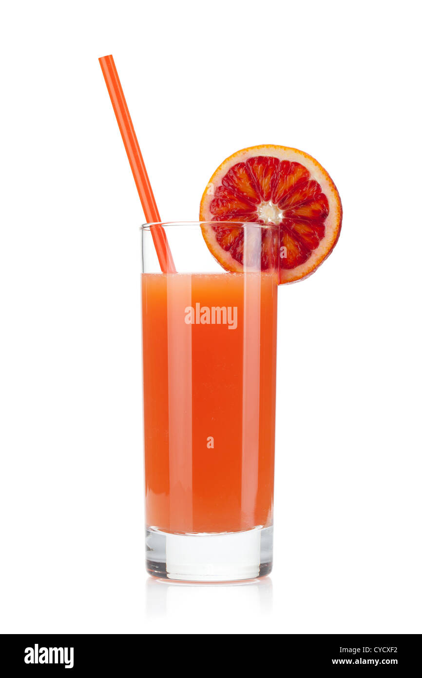 Grapefruit juice glass. Isolated on white background Stock Photo