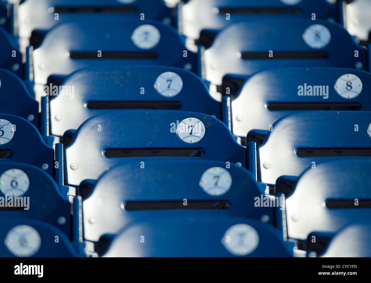 Seats at a baseball stadium Stock Photo