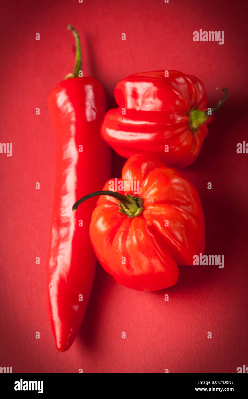 Selection of red chile's Stock Photo