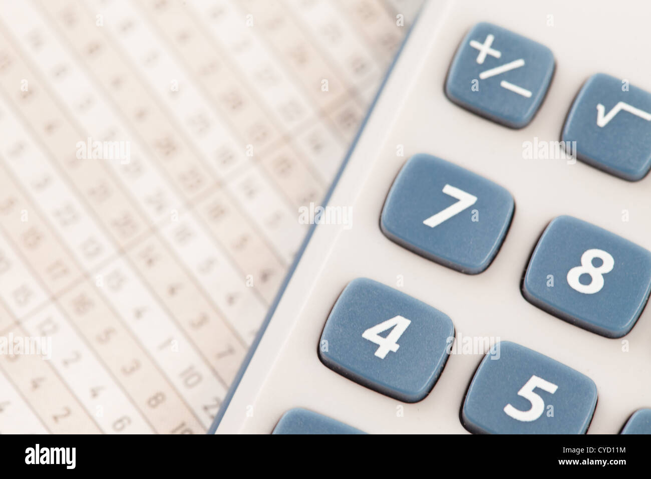 Calculator on maths tables Stock Photo Alamy