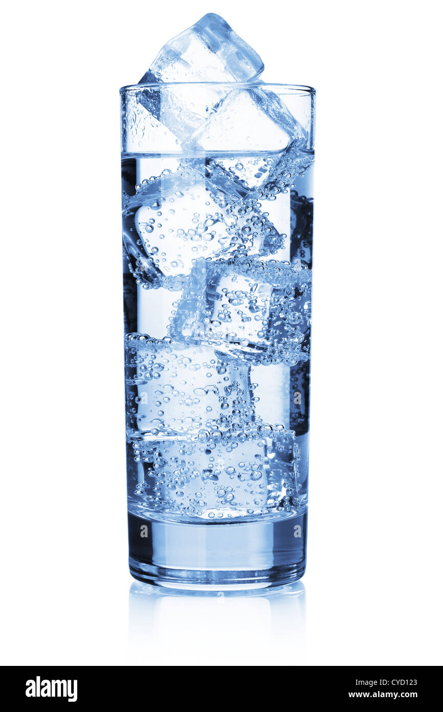 Water with ice cubes. Isolated on white Stock Photo - Alamy