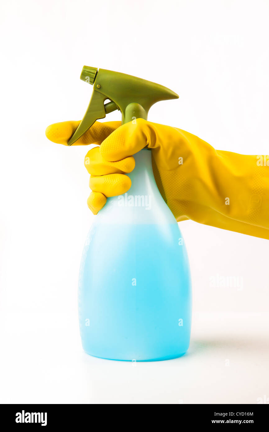 Hand using spray bottle Stock Photo Alamy